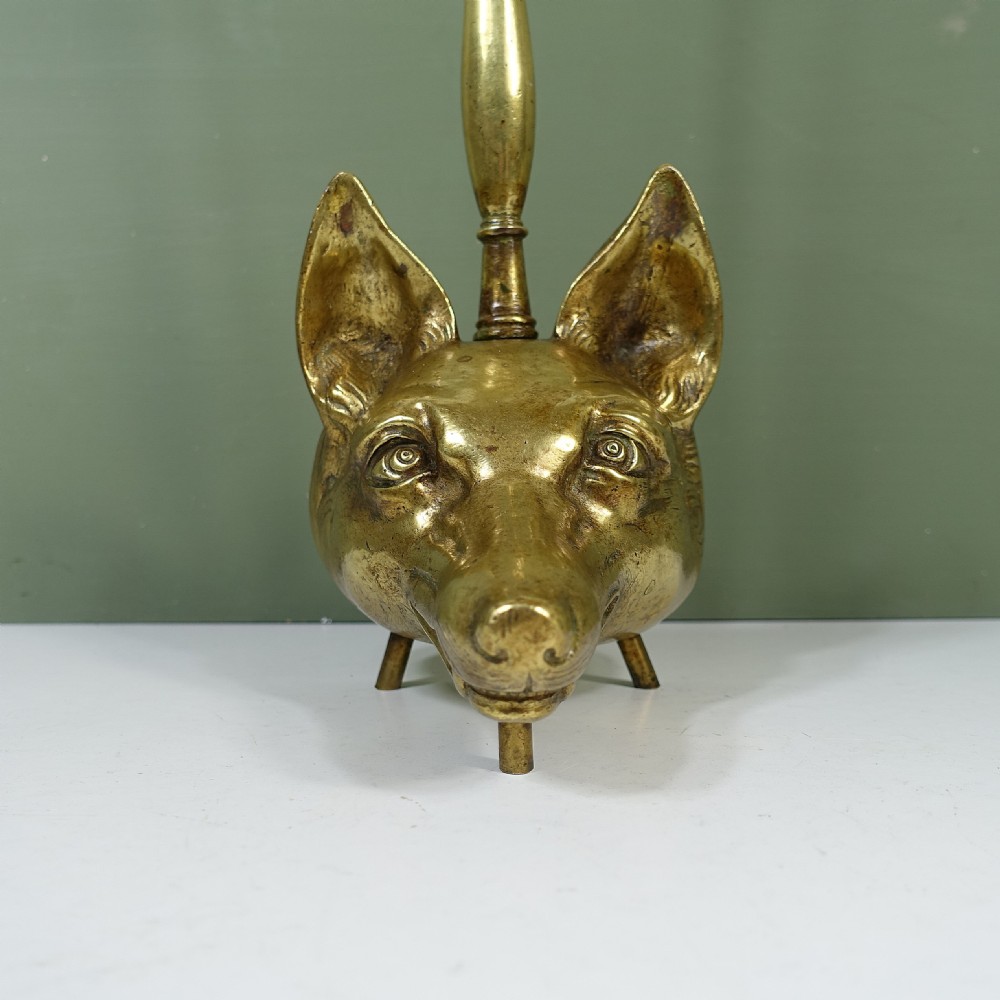 19TH C BRASSS FOX DOOR PORTER View VI