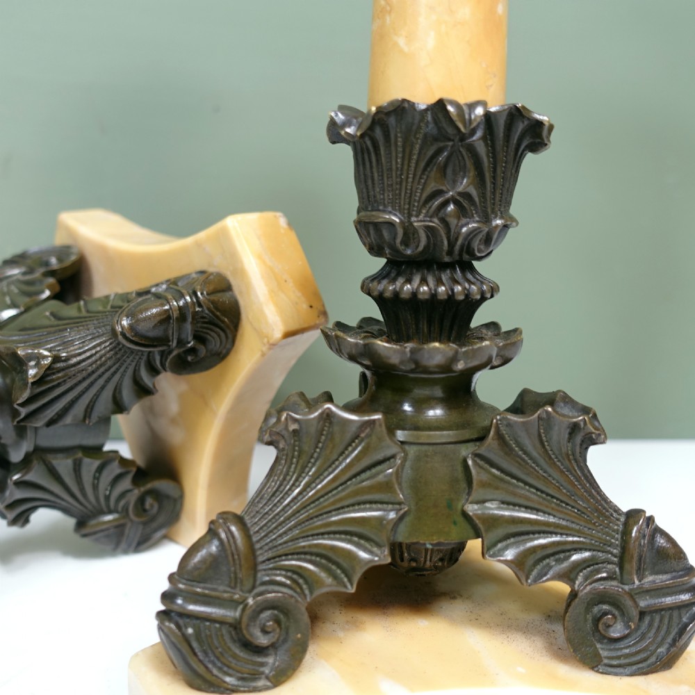 PAIR OF REGENCY BRONZE & MARBLE CANDLESTICKS View VII