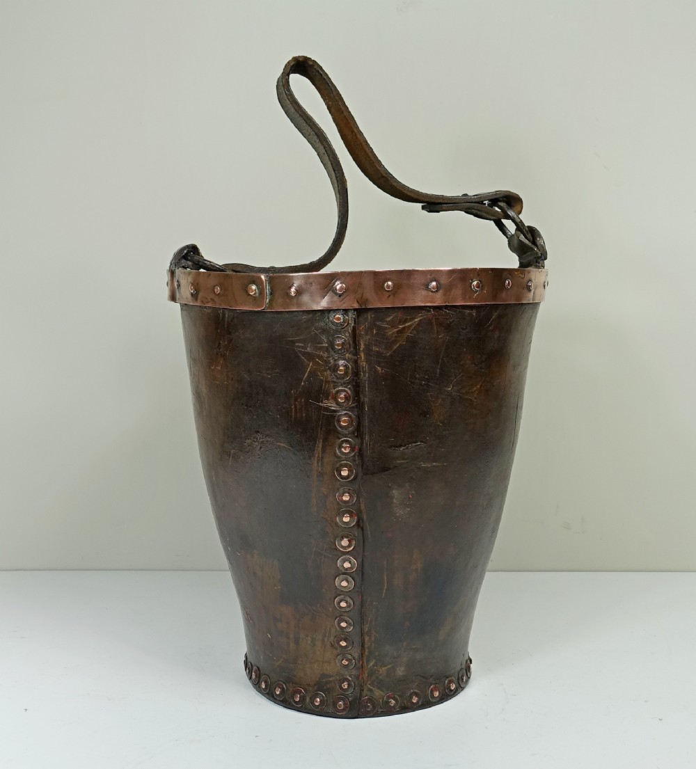 19TH C BOILED LEATHER BUCKET