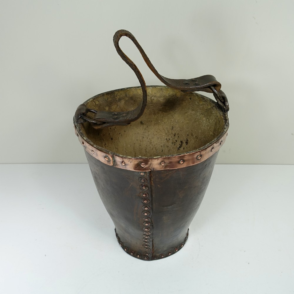 19TH C BOILED LEATHER BUCKET View II