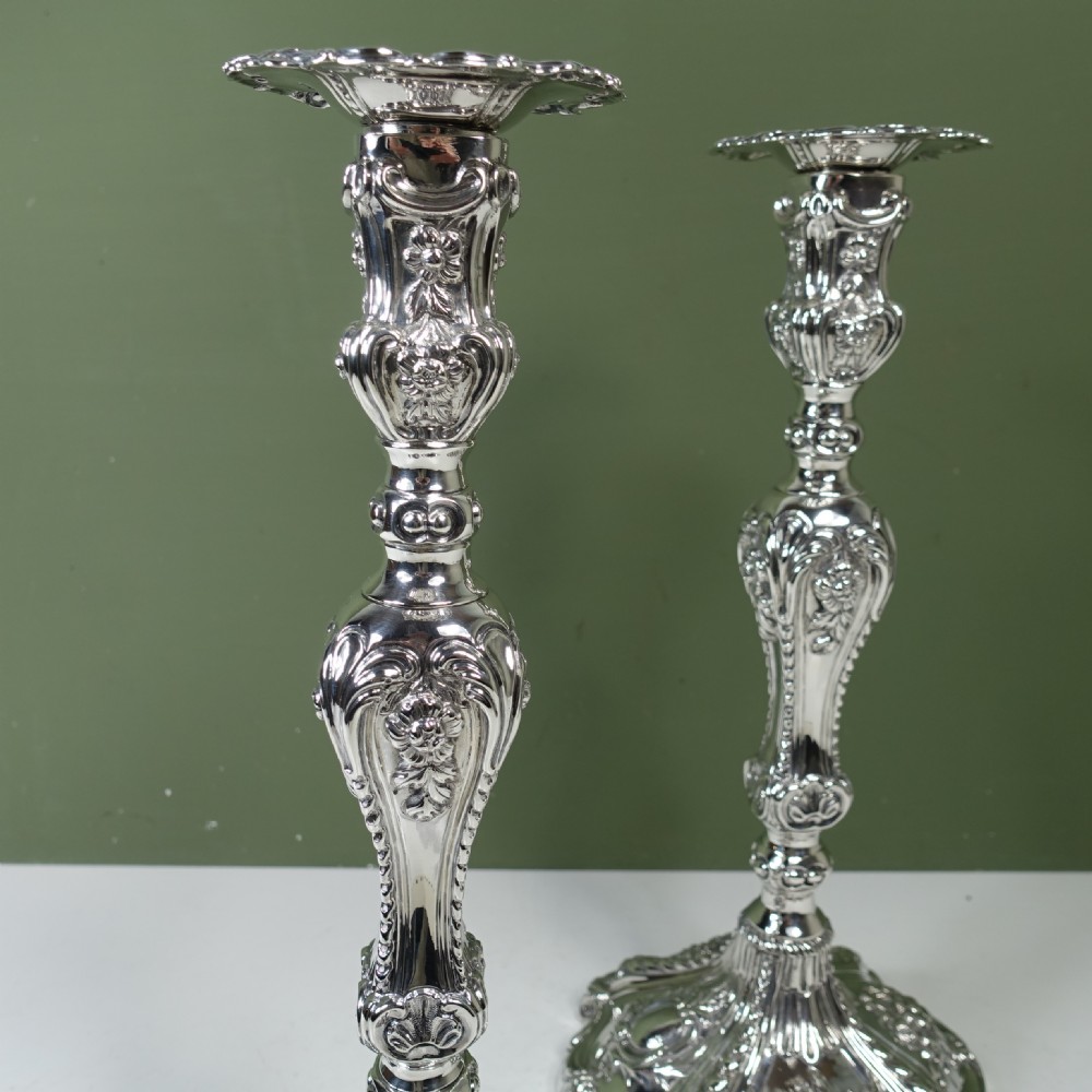 LARGE PAIR OF 18TH C SILVER CANDLESTICKS View V