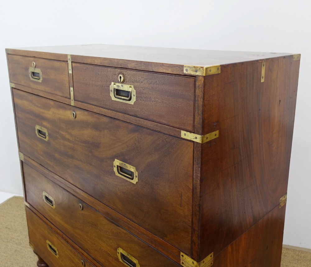 19TH C MAHOGANY MILITARY CAMPAIGN CHEST View IV