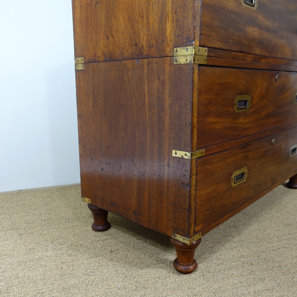 19TH C MAHOGANY MILITARY CAMPAIGN CHEST View III