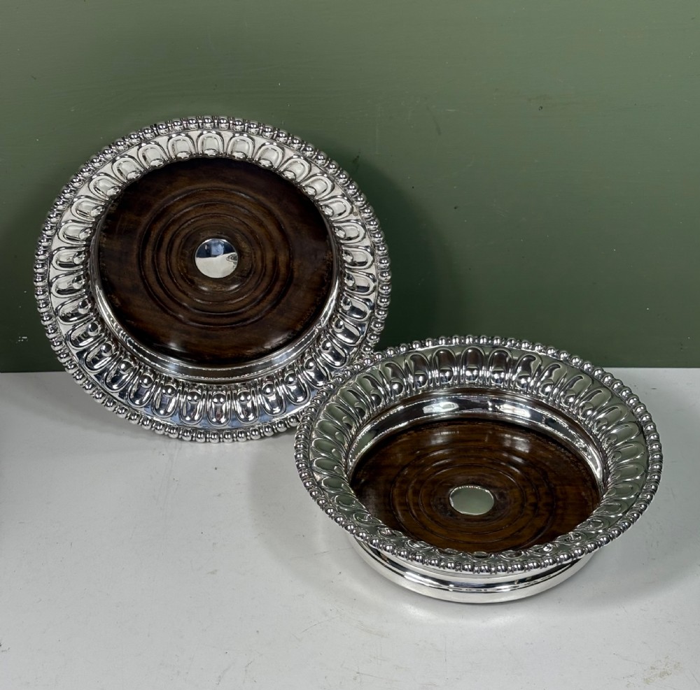 PAIR OF 19TH C SILVER DECANTER OR BOTTLE COASTERS View III