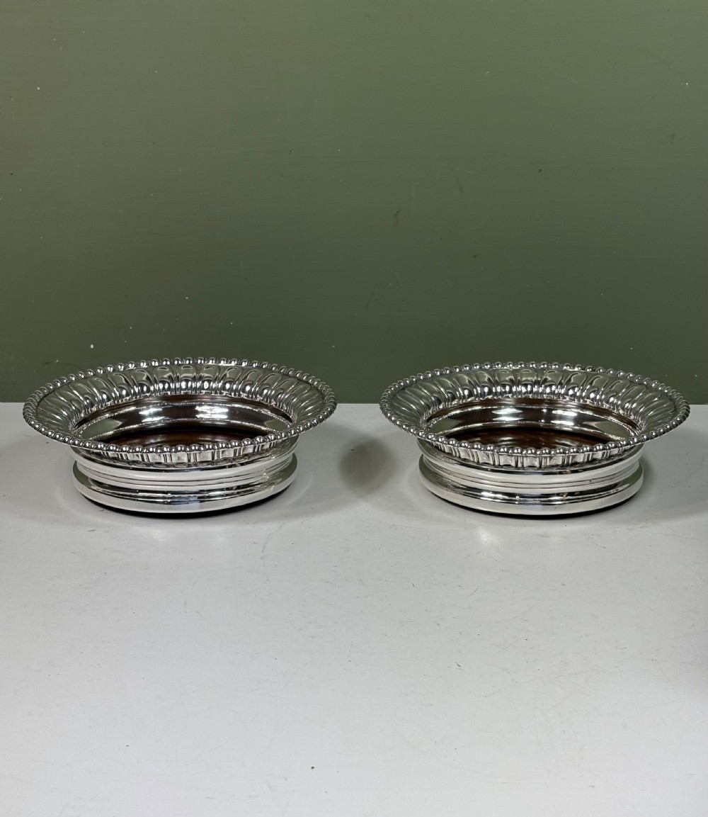 PAIR OF 19TH C SILVER DECANTER OR BOTTLE COASTERS View VII