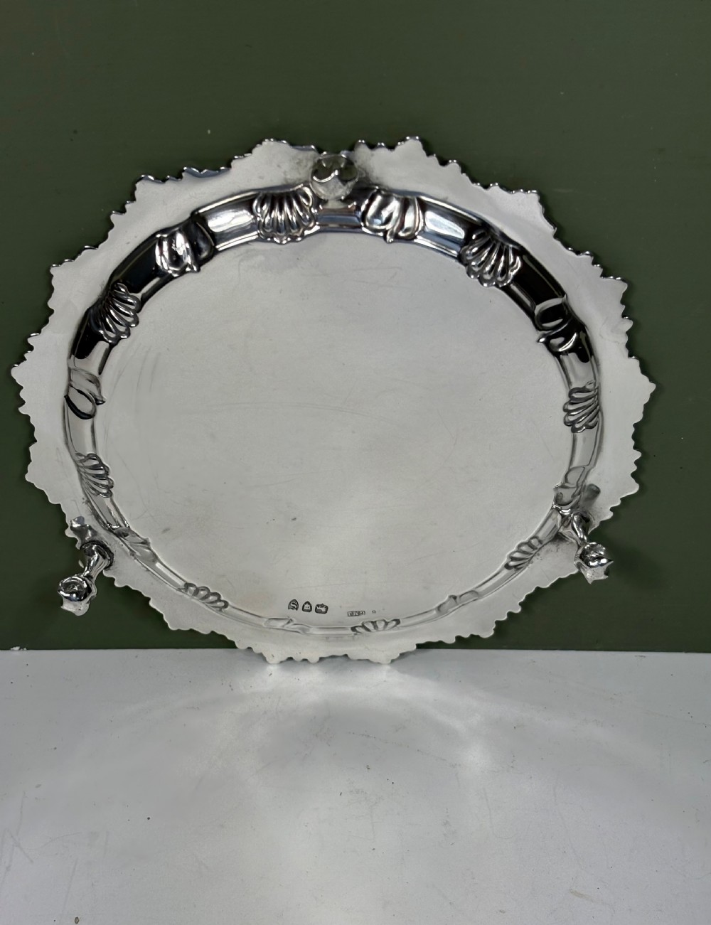 19TH C SOLID SILVER SALVER View III