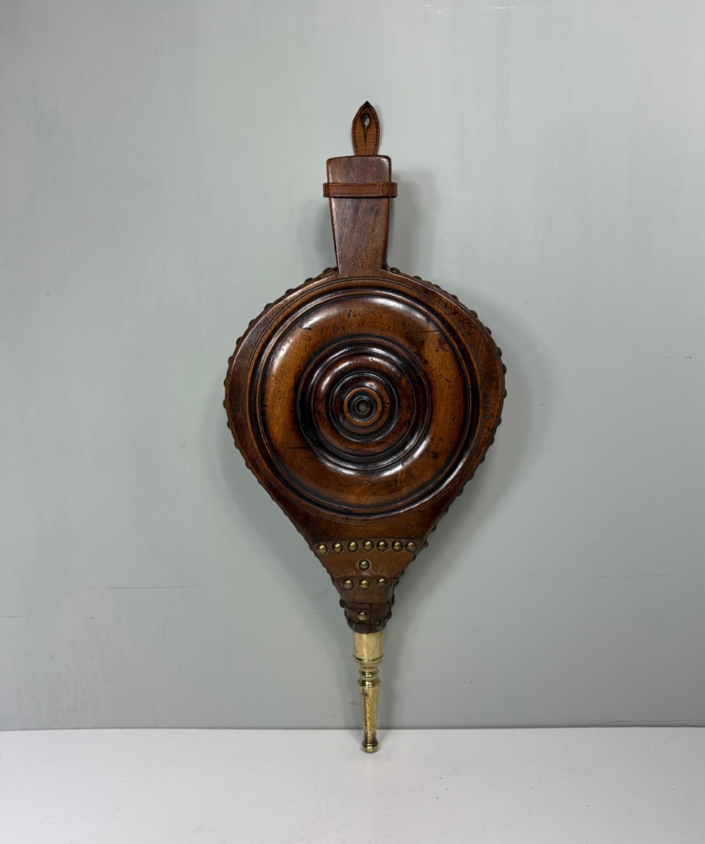 PAIR OF GEORGE III WALNUT FIRE BELLOWS