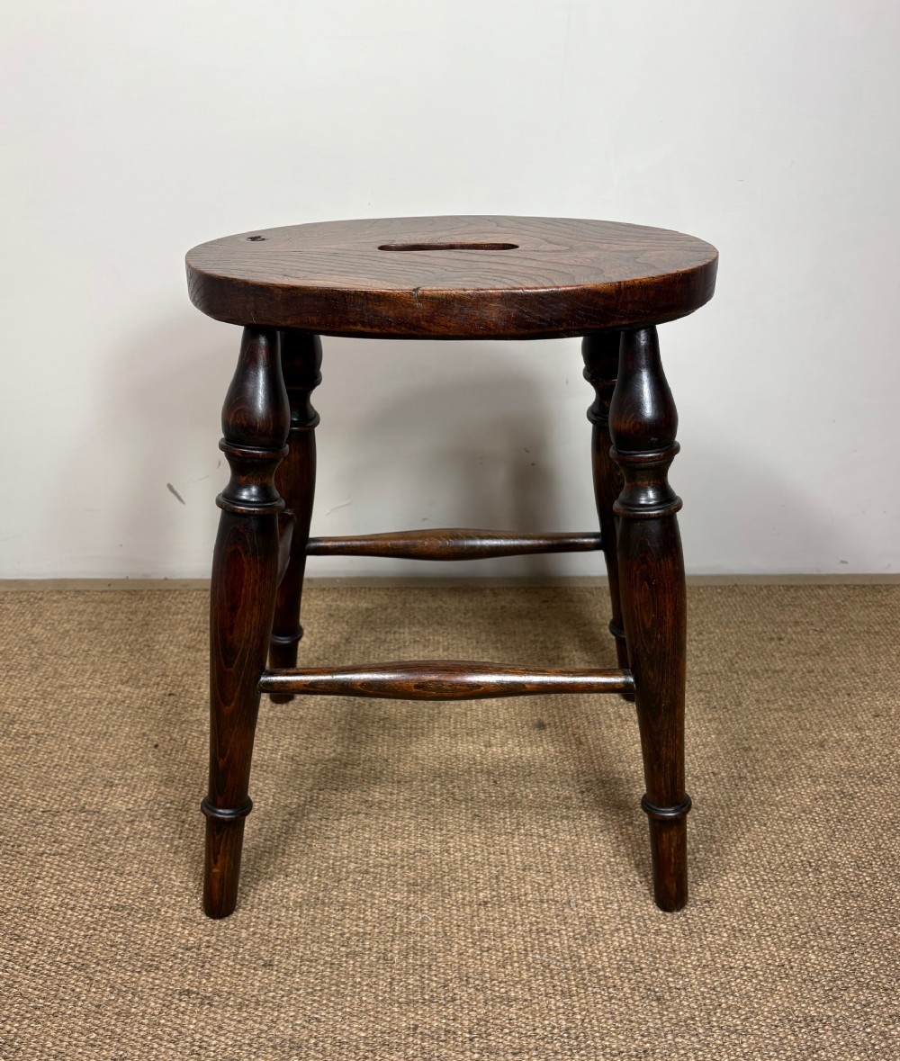 19TH C ELM & BEECH STOOL