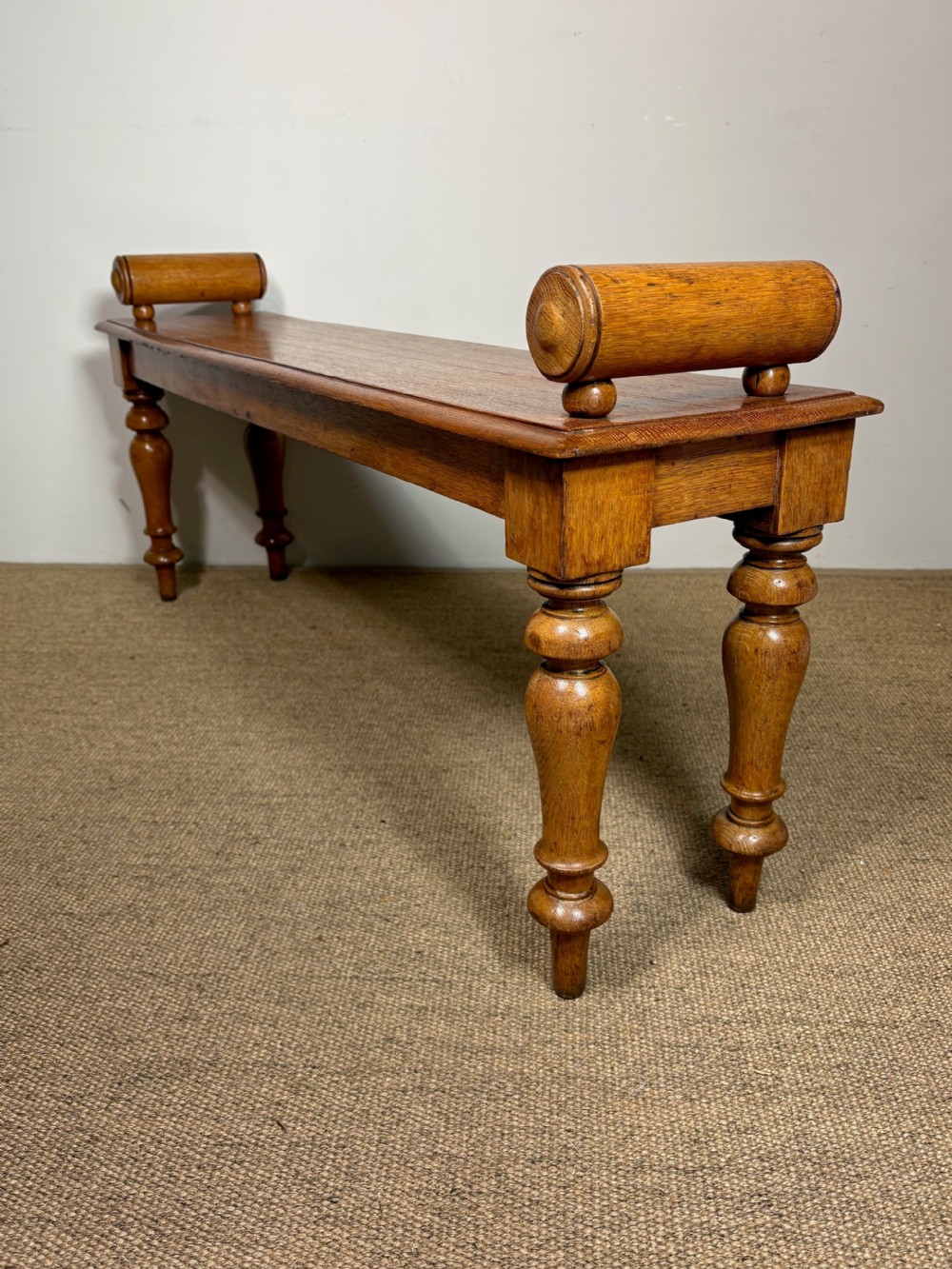 19TH C OAK  HALL BENCH, WINDOW SEAT