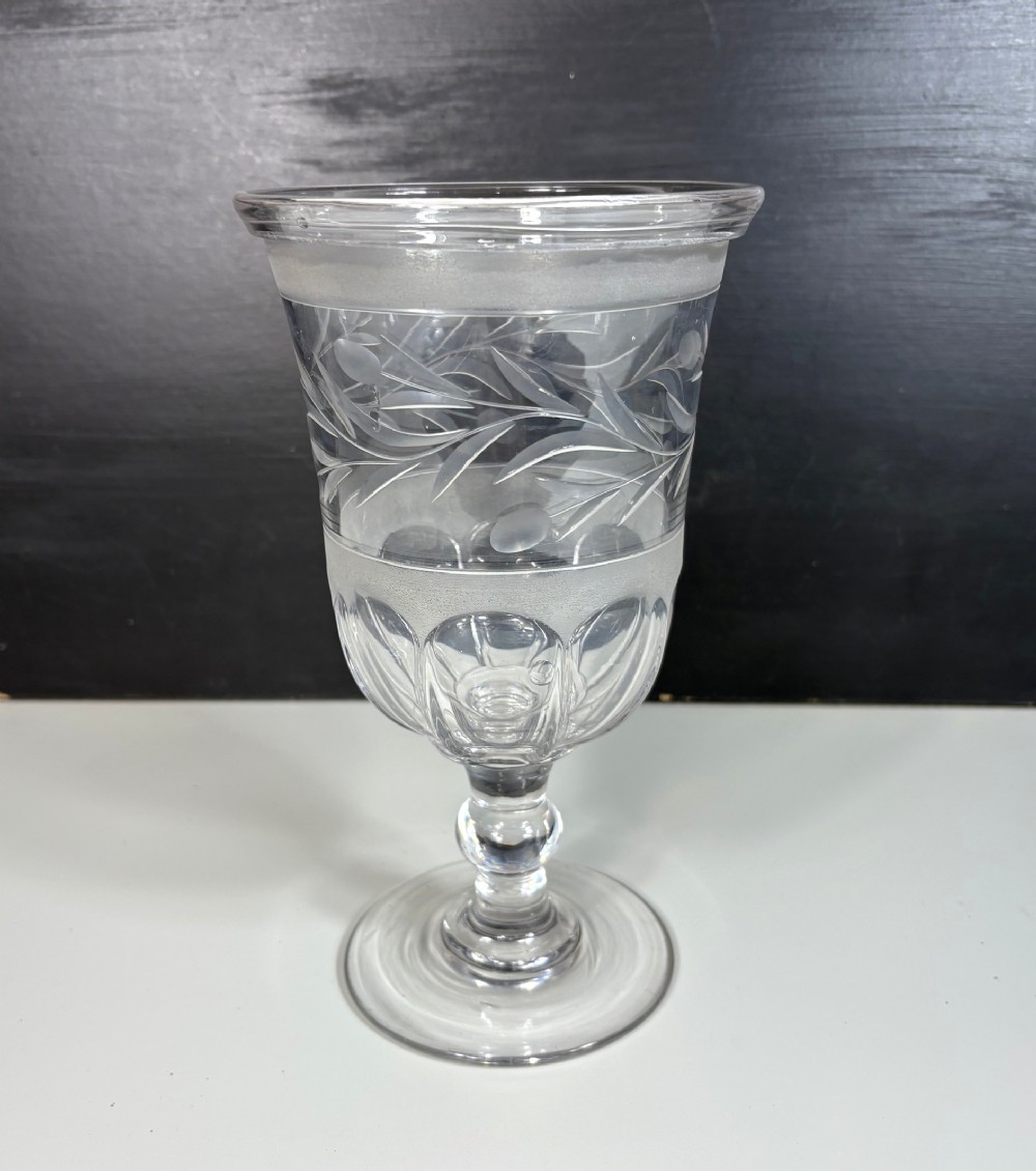 19TH C ETCHED GLASS CELERY VASE