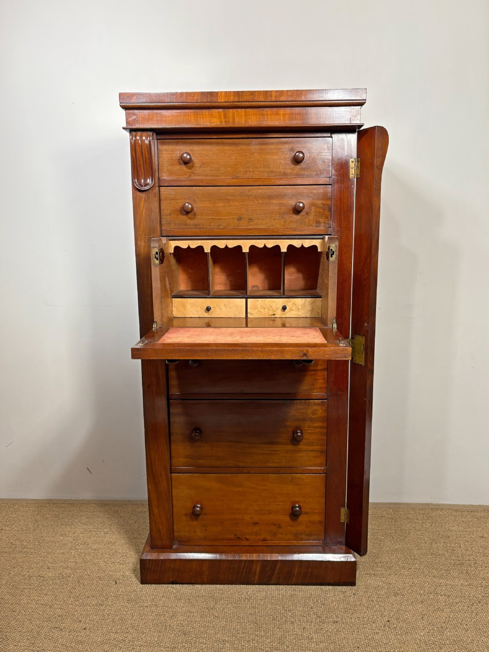 19TH C WELLINGTON SECRETAIRE CHEST View II