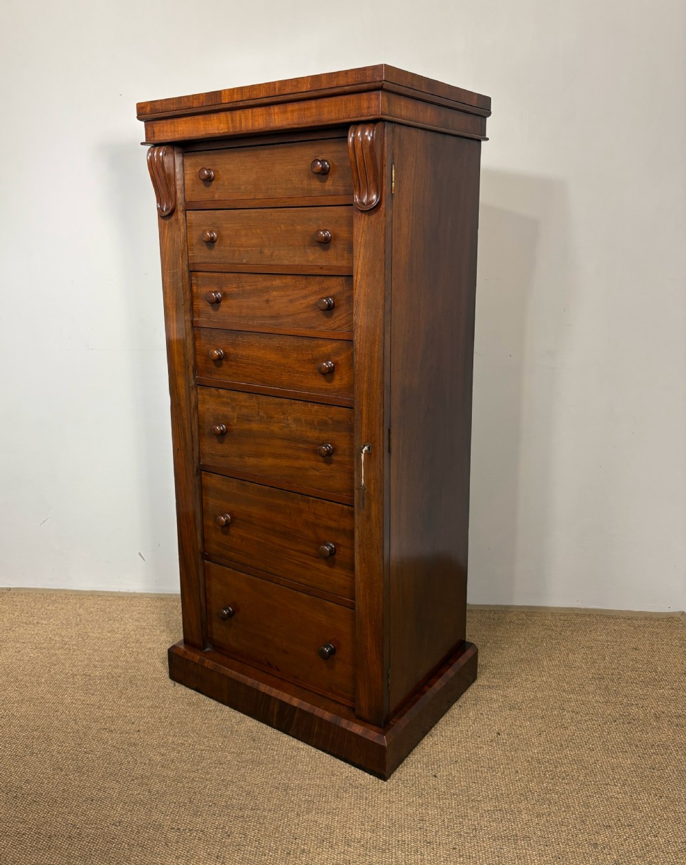 19TH C WELLINGTON SECRETAIRE CHEST View IV