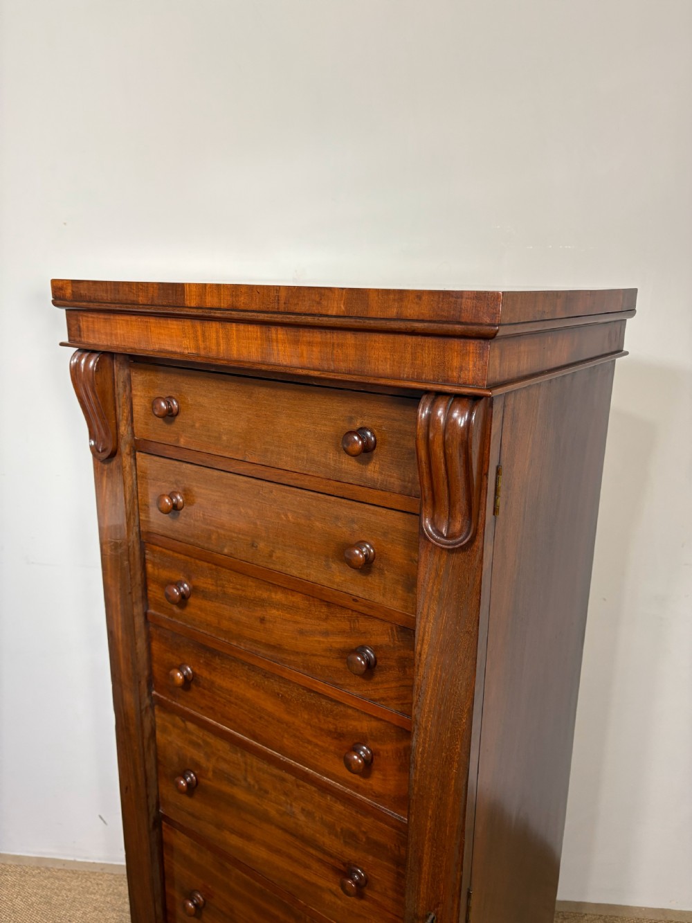 19TH C WELLINGTON SECRETAIRE CHEST View V