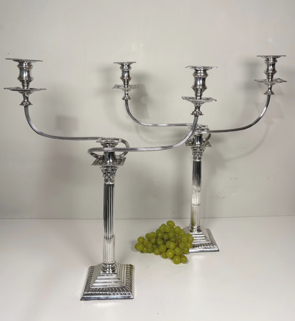 EARLY 19TH C SILVER PLATED CANDELABRA