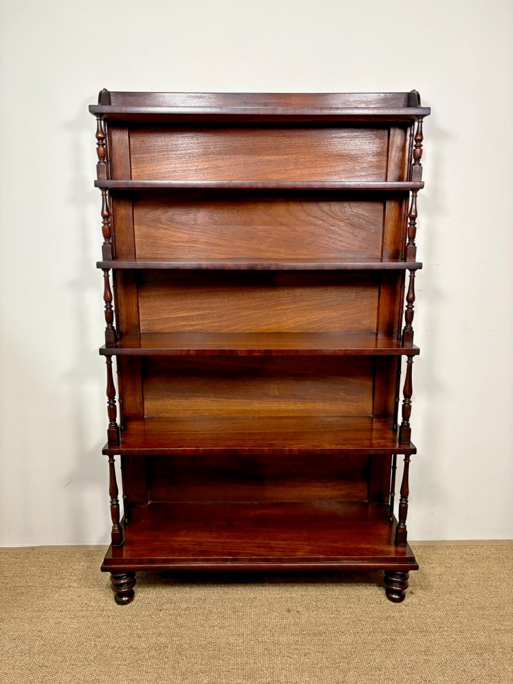 19TH C MAHOGANY WATERFALL BOOKCASE