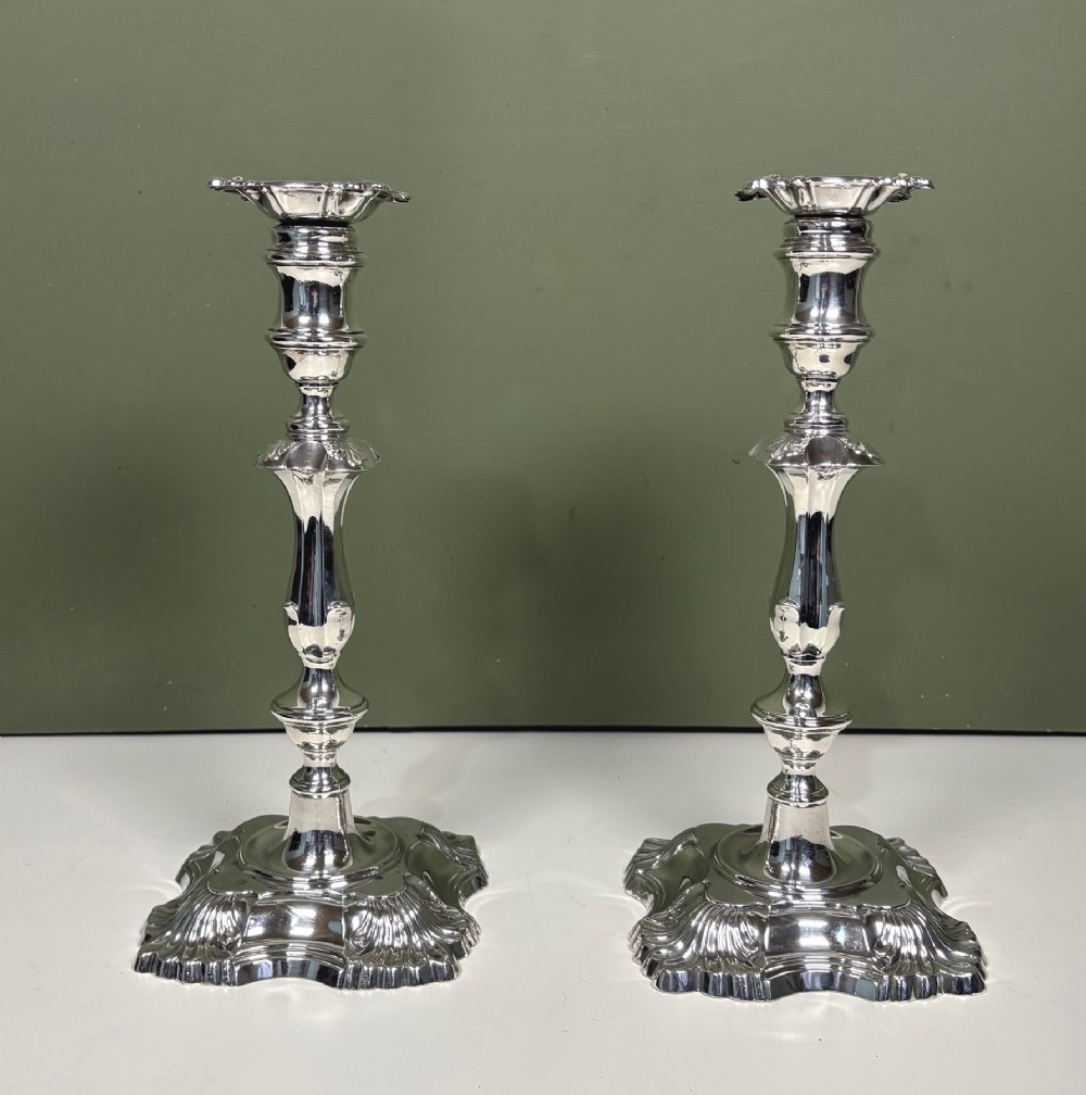 LARGE PAIR OF SILVER CANDLESTICKS, 1900