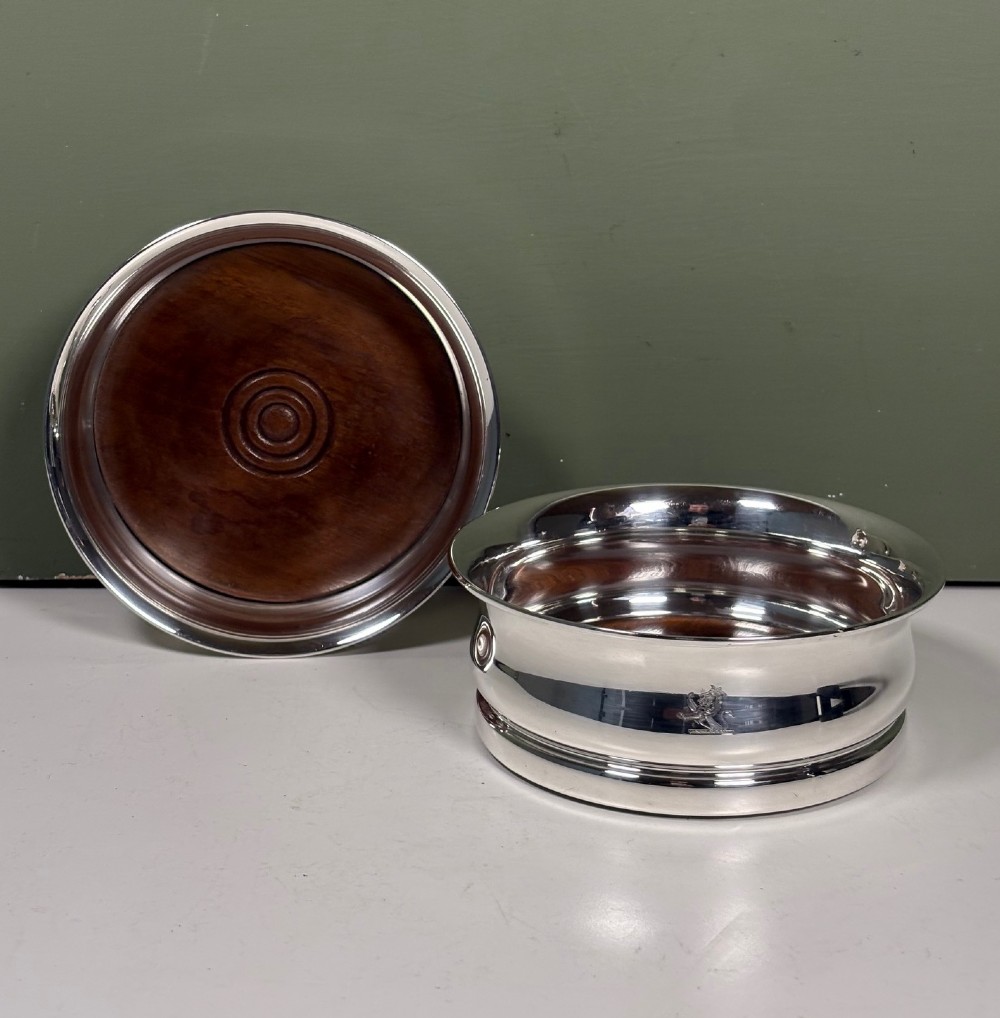 PAIR OF SILVER BOTTLE / DECANTER COASTERS 1931