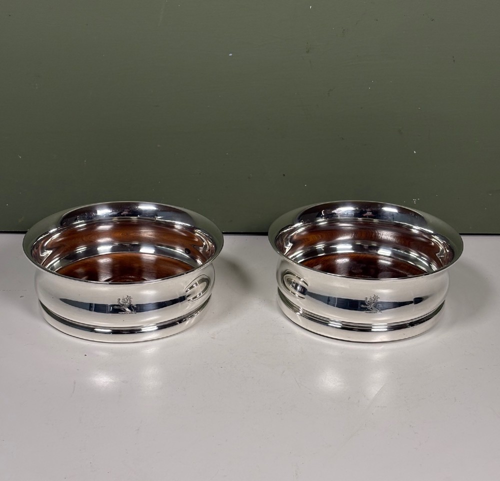 PAIR OF SILVER BOTTLE / DECANTER COASTERS 1931 View VI