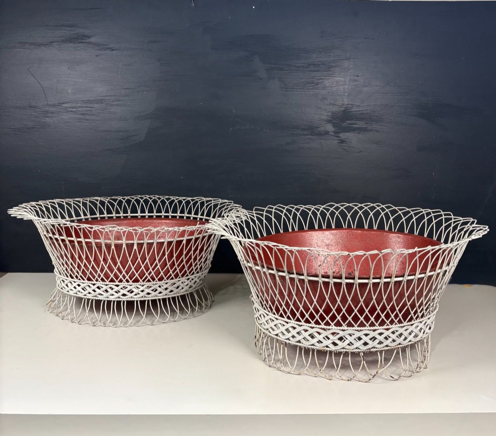 PAIR OF 19TH C WIRE WORK BASKETS