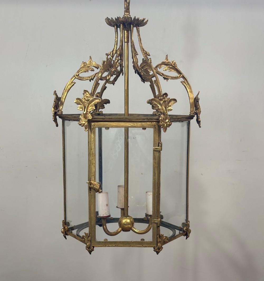 GILT BRASS HEXAGONAL LANTERN