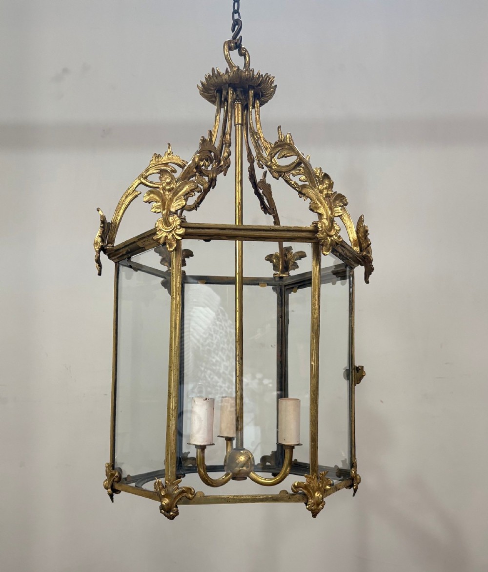 GILT BRASS HEXAGONAL LANTERN View VI