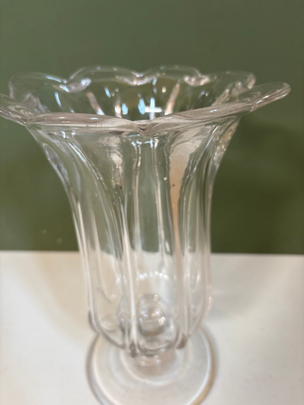 LARGE 19TH C GLASS CELERY VASE View V