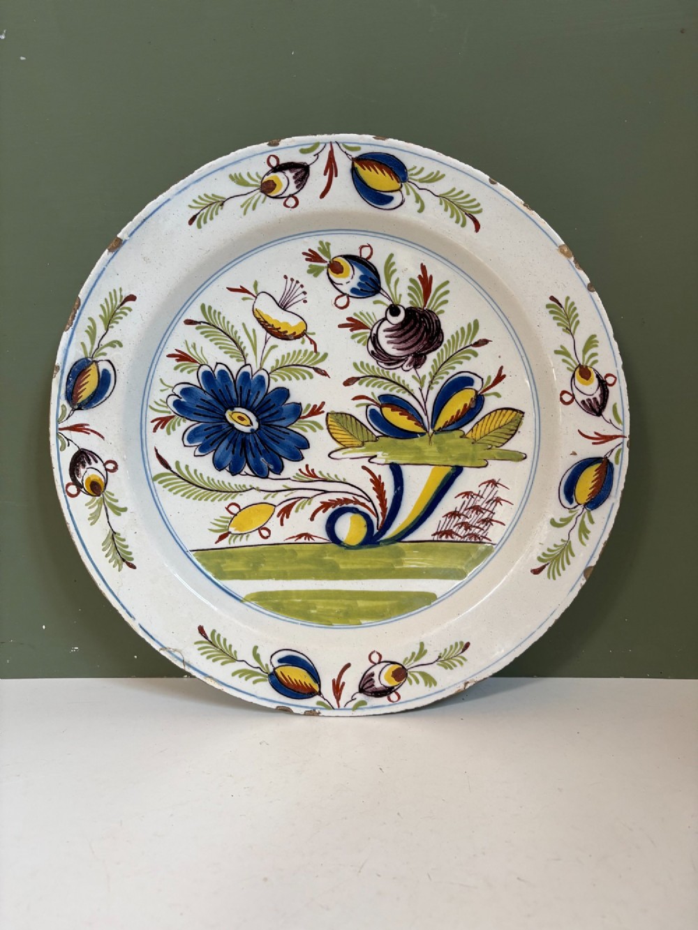 18TH C DELFT POLYCHROME CHARGER