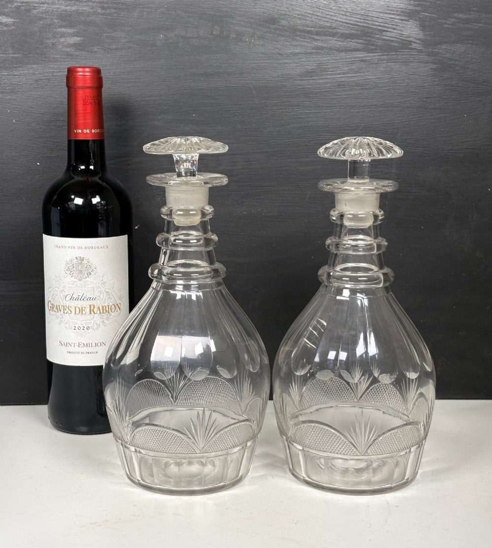 PAIR OF 19TH C GLASS DECANTERS