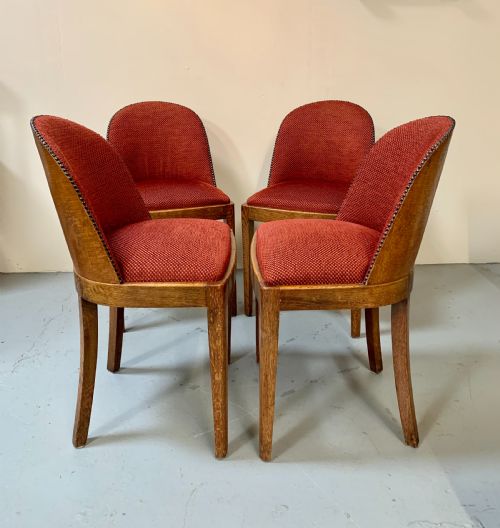 Set of Four Art Deco Oak Dining Chairs