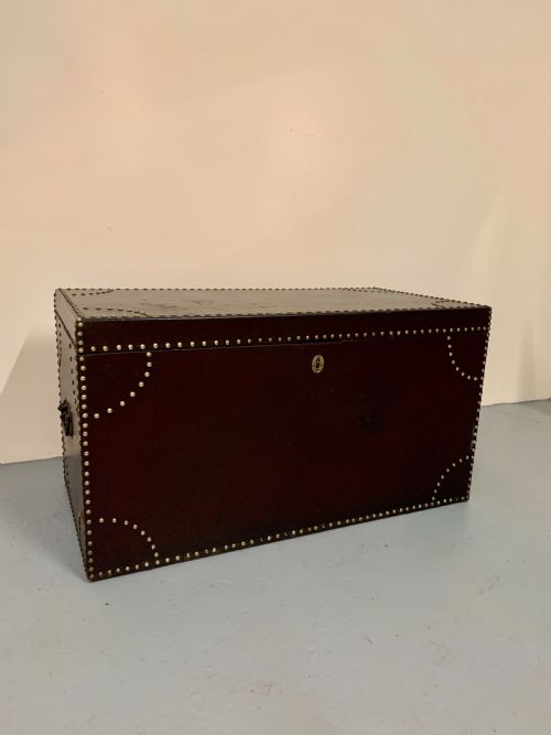 Large Scottish Leather Covered Kist