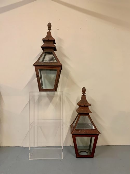 Large Pair Tole Pagoda Top Lanterns