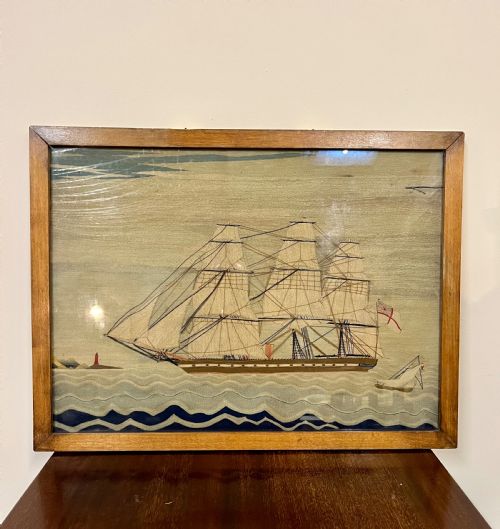 Naive Embroidery Wool Work Ship Picture