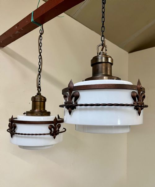 Pair Gec Opaline Pendant Lights