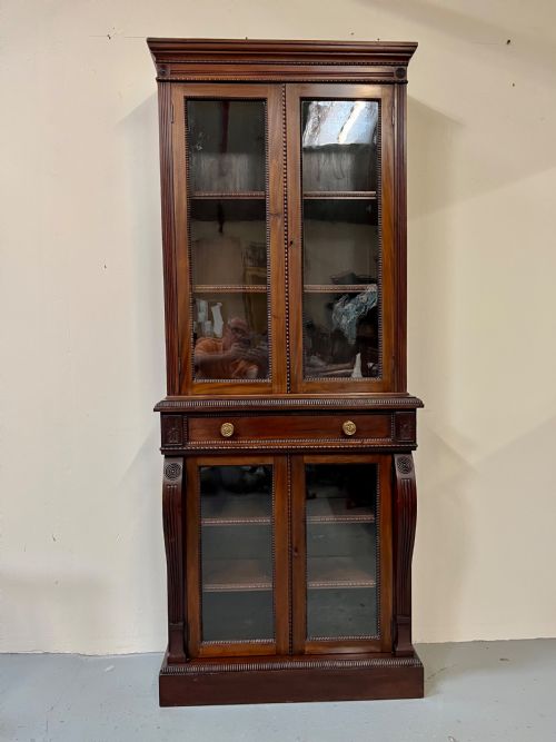 Mahogany Two Part Glazed Bookcase