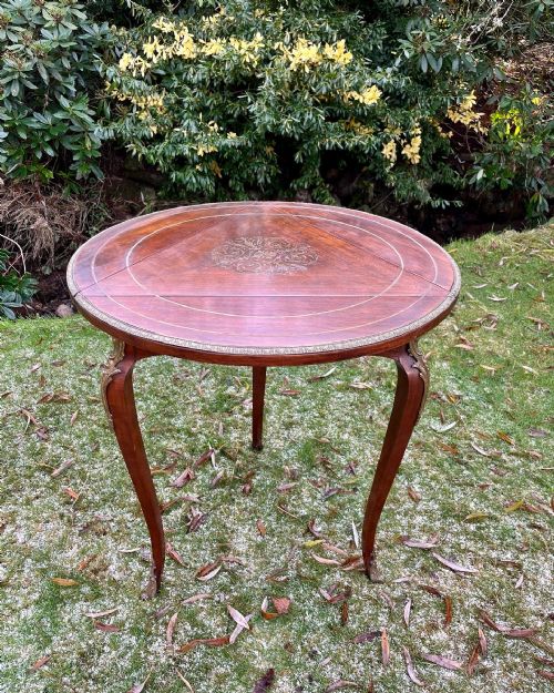 Brass Inlaid Occasional or Side Table