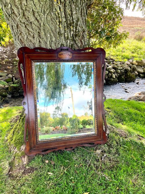 Large Mahogany Inlaid Wall Mirror