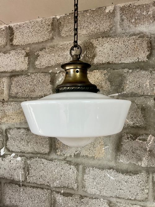 Large Industrial Opaline Ceiling Light
