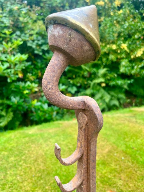 PAIR WROUGHT IRON ANDIRONS - ADDITIONAL PHOTO 3