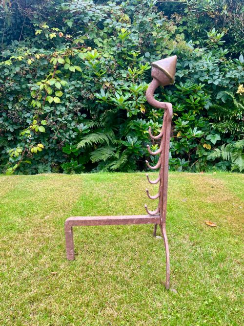 PAIR WROUGHT IRON ANDIRONS - ADDITIONAL PHOTO 4