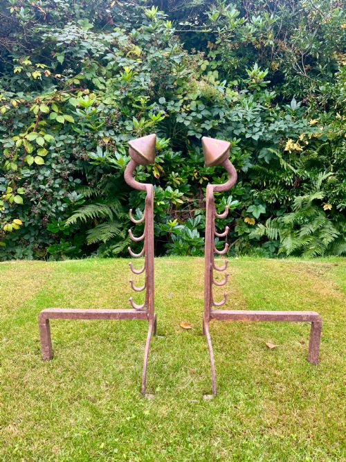 PAIR WROUGHT IRON ANDIRONS - ADDITIONAL PHOTO 5