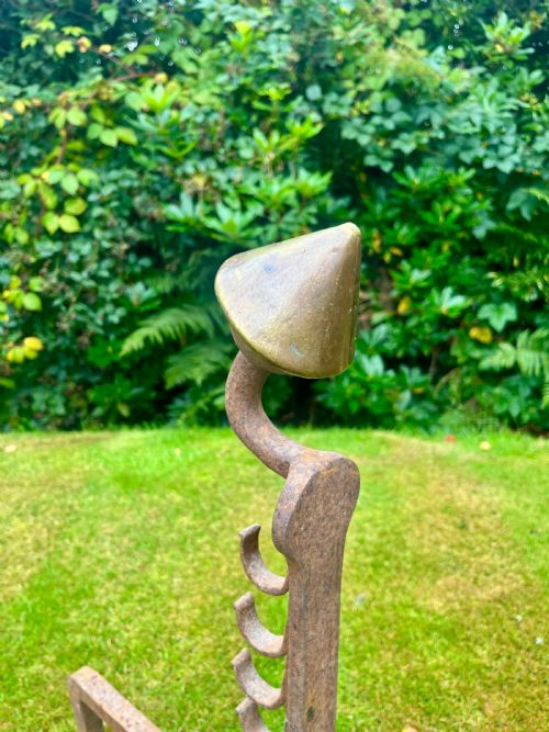 PAIR WROUGHT IRON ANDIRONS - ADDITIONAL PHOTO 6