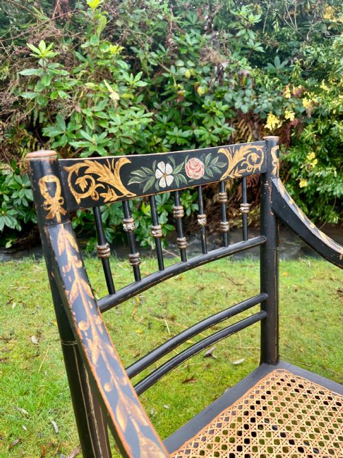 PAIR REGENCY PAINTED ARMCHAIRS - ADDITIONAL PHOTO 2