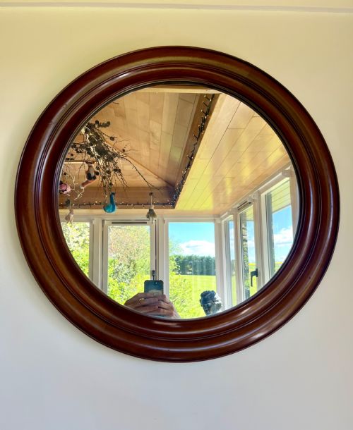 Large Circular Mahogany Wall Mirror