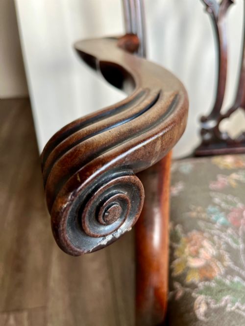 FINE GEORGIAN CHIPPENDALE PERIOD ARMCHAIR - ADDITIONAL PHOTO 8
