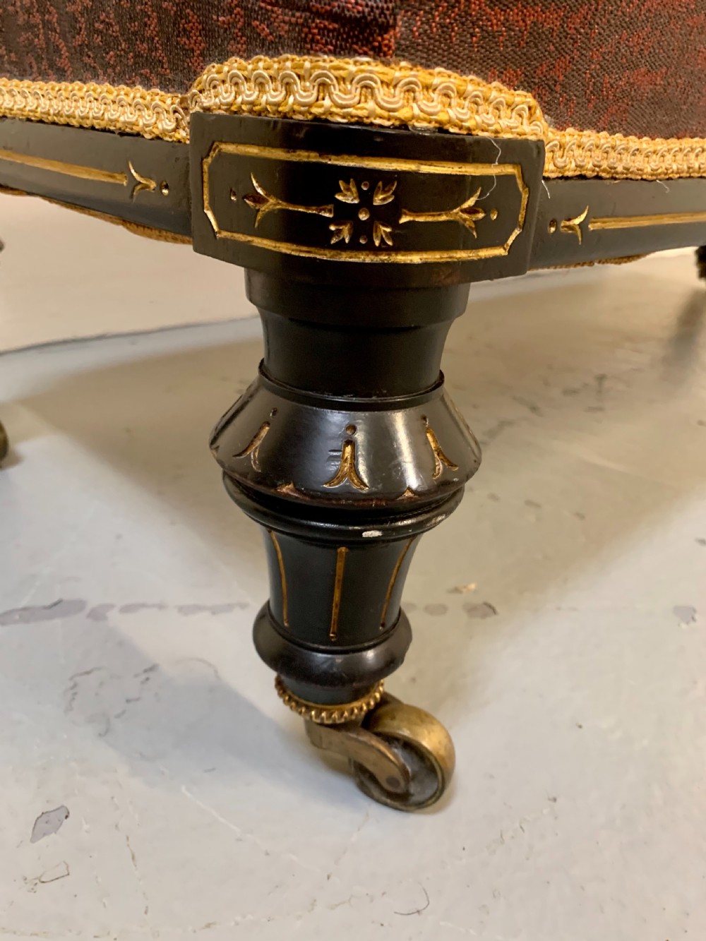Large ebonised and gilded stool View III