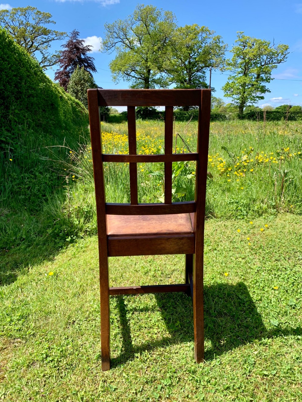 Six Heals style lattice back oak dining chairs  View VI