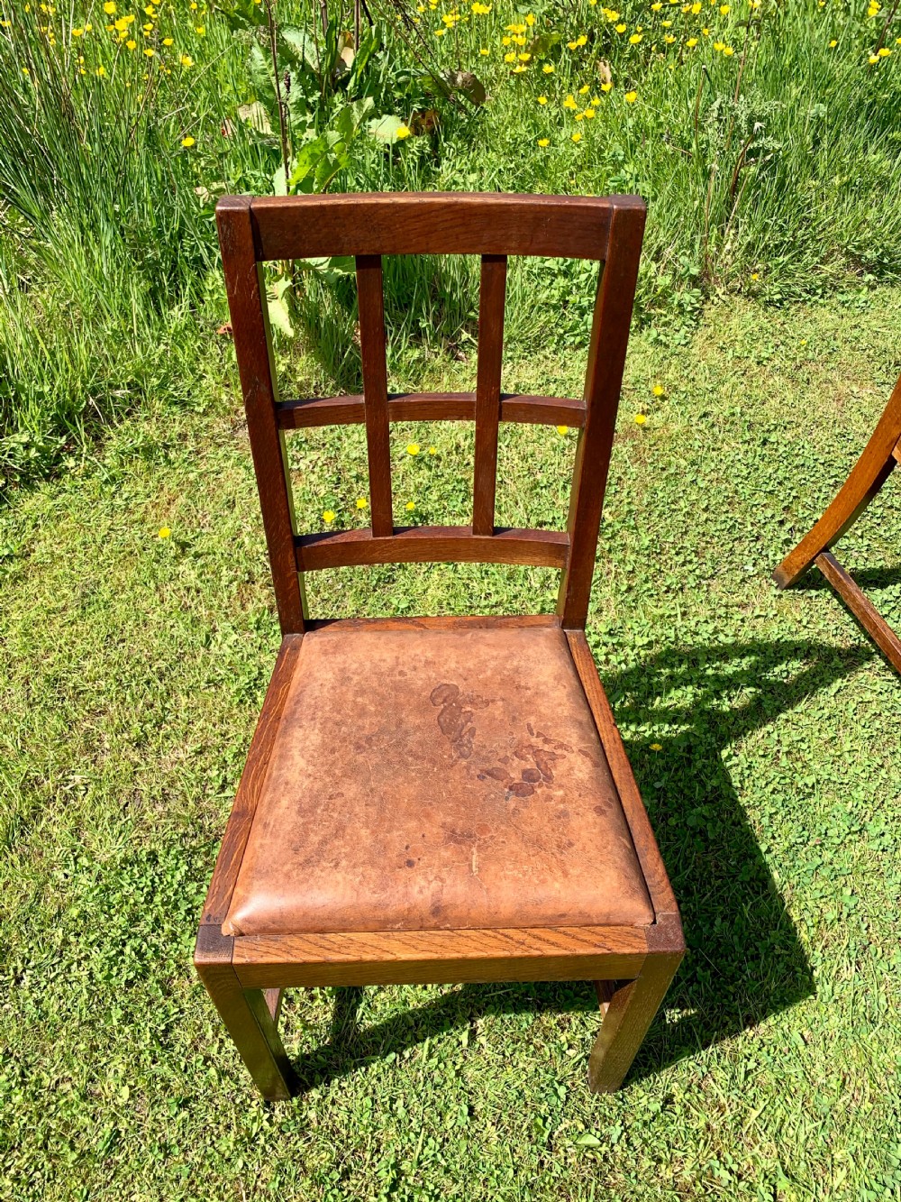Six Heals style lattice back oak dining chairs  View VII