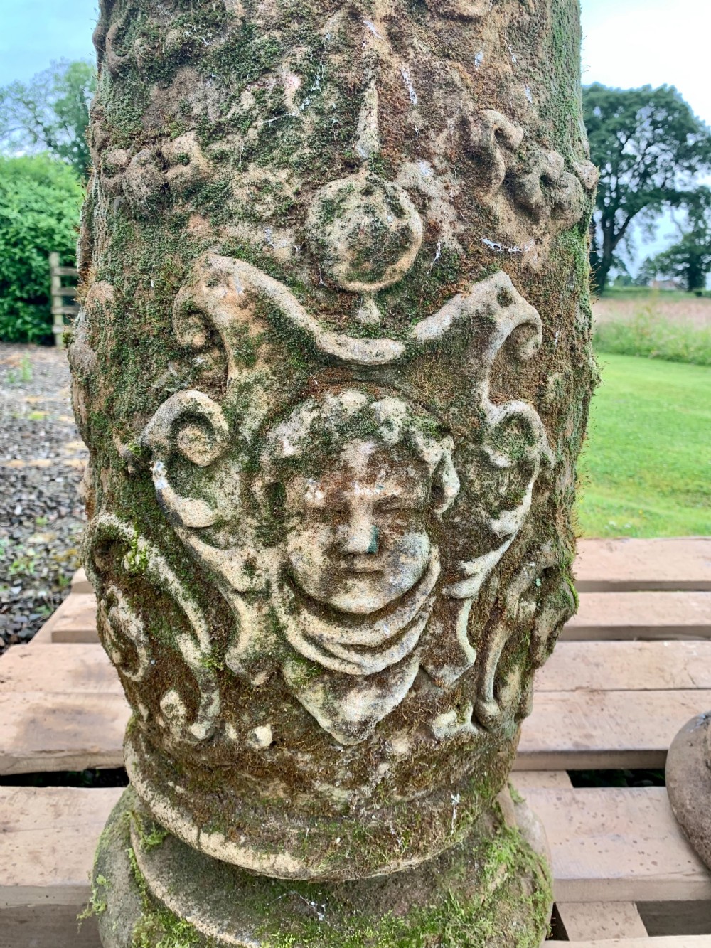 Excellent pair carved stone pedestals View II