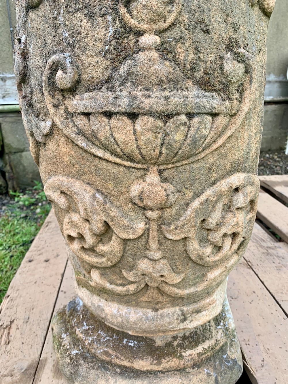 Excellent pair carved stone pedestals View IV