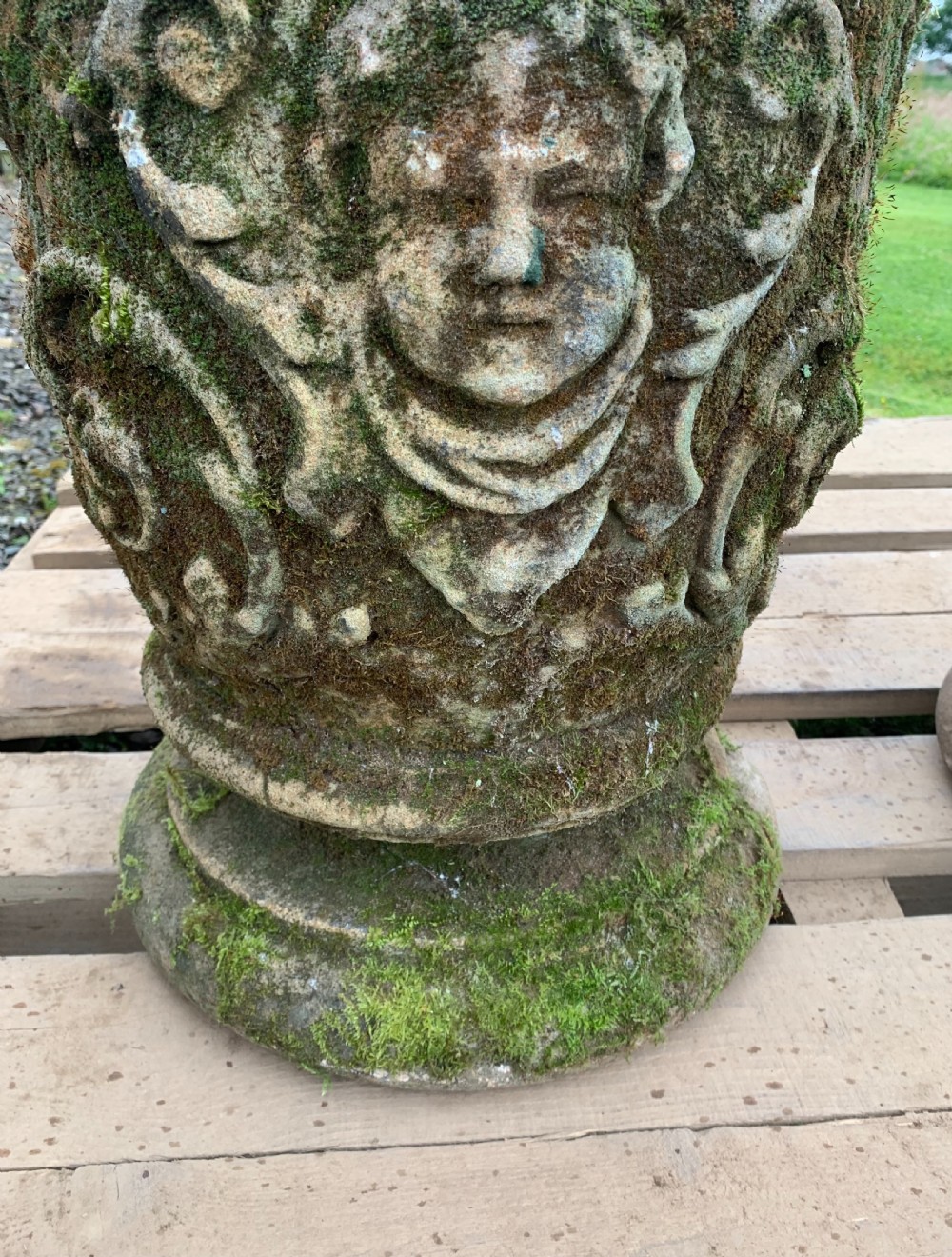 Excellent pair carved stone pedestals View V